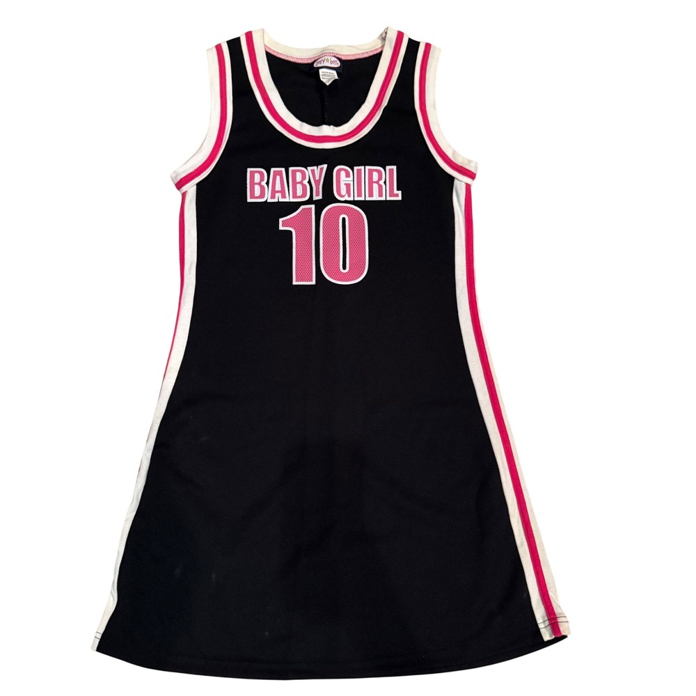 Sporty Y2K Mini Jersey Dress Zoey Beth Womens Medium Black Pink Baby Girl